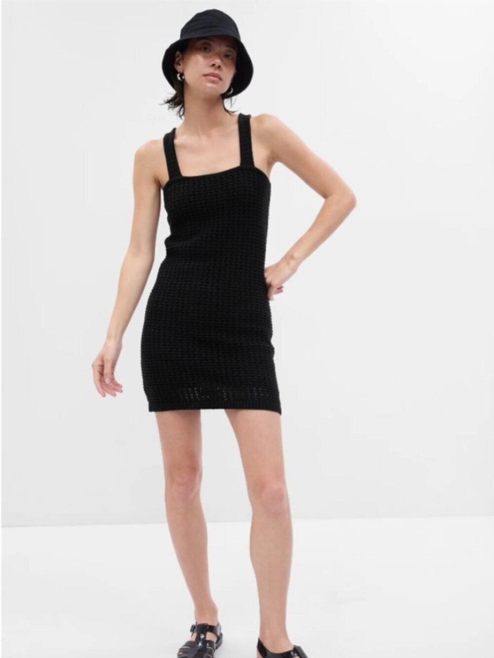 New Gap Crochet Mini Dress black little black dress boho chic beach goth small